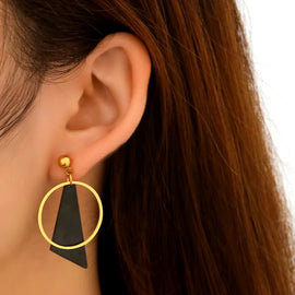 Boucles d'Oreilles Pendantes Géométriques en Acier Inoxydable